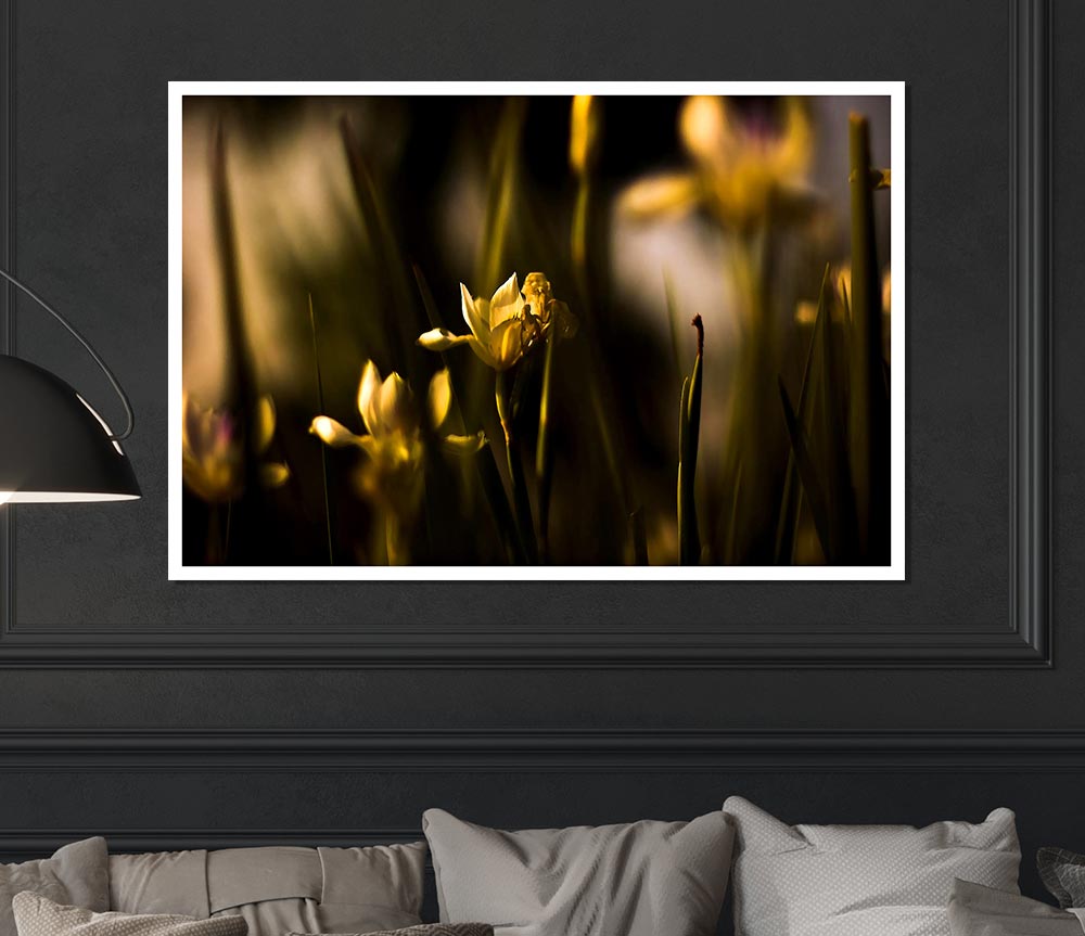 Withered Yellow Flowers Print Poster Wall Art