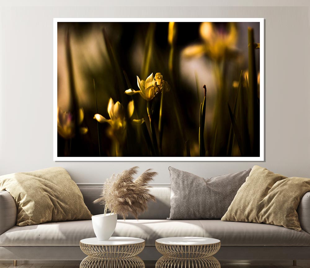 Withered Yellow Flowers Print Poster Wall Art