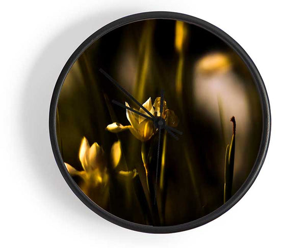 Withered Yellow Flowers Clock - Wallart-Direct UK