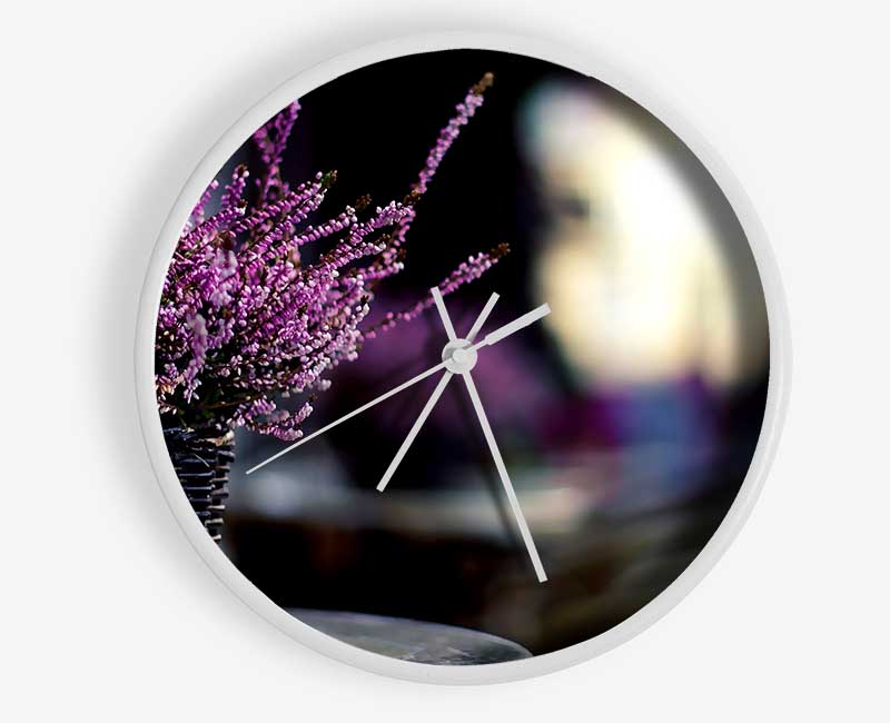 Purple Flowers In A Basket Clock - Wallart-Direct UK