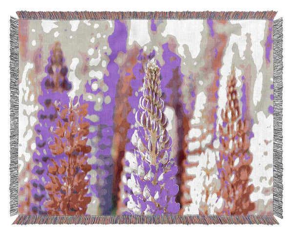 Pink And Purple Lupin Flowers Woven Blanket