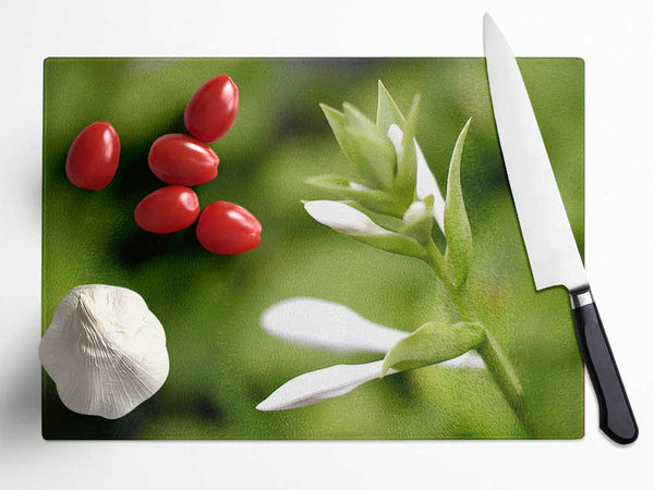 Soft White n Greens Glass Chopping Board