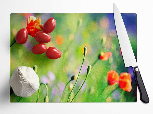 Poppy Meadow Glass Chopping Board