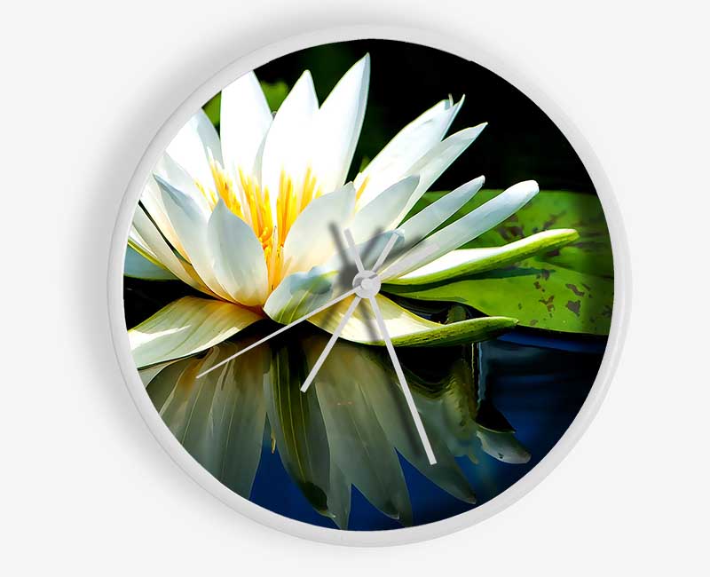 White Water Lily Reflection Clock - Wallart-Direct UK