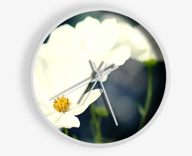 Beautiful Soft White Petals Clock - Wallart-Direct UK