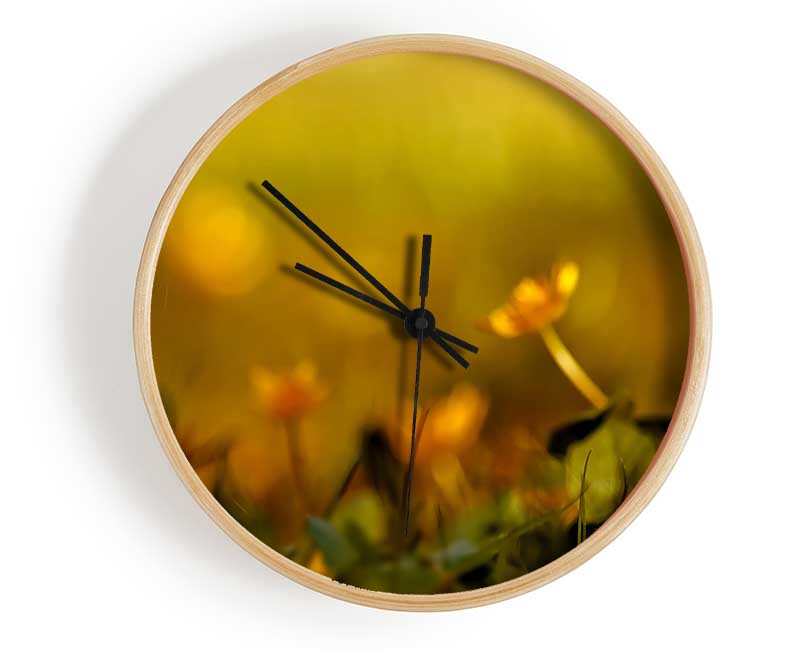 Yellow Flowers In The Golden Sun Clock - Wallart-Direct UK