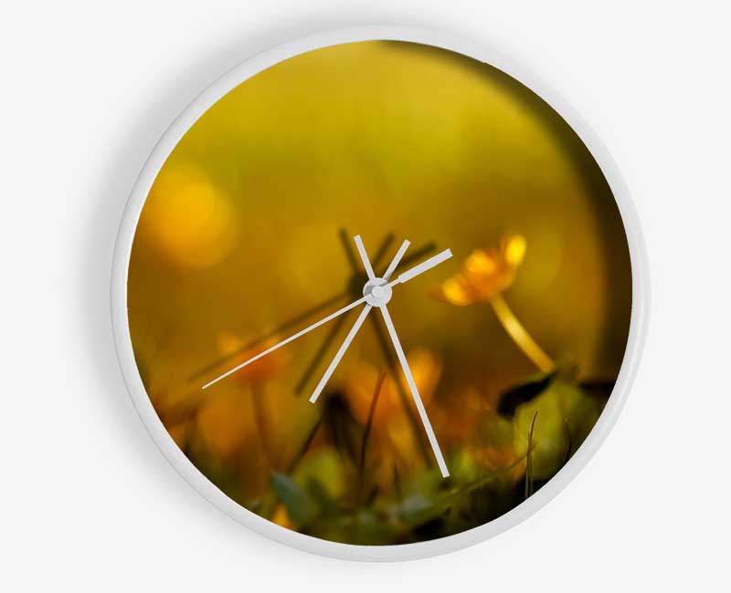 Yellow Flowers In The Golden Sun Clock - Wallart-Direct UK