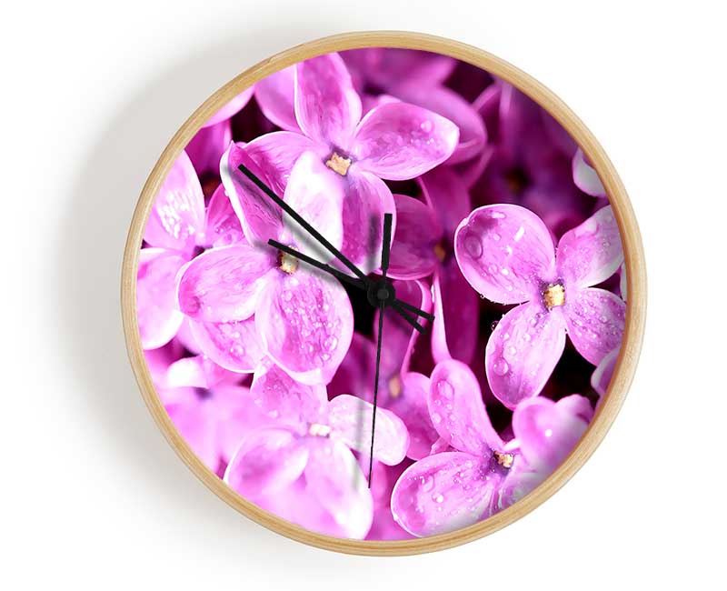 Lilac Flowers Macro Clock - Wallart-Direct UK