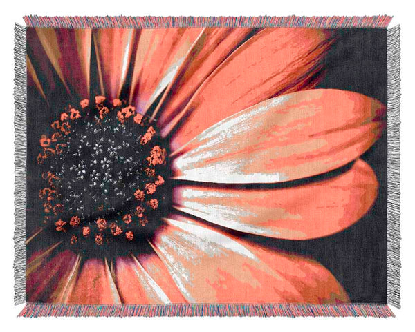 Golden Black Daisy Woven Blanket