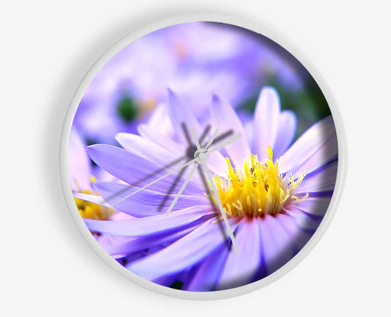 Pretty Violet Flowers Clock - Wallart-Direct UK