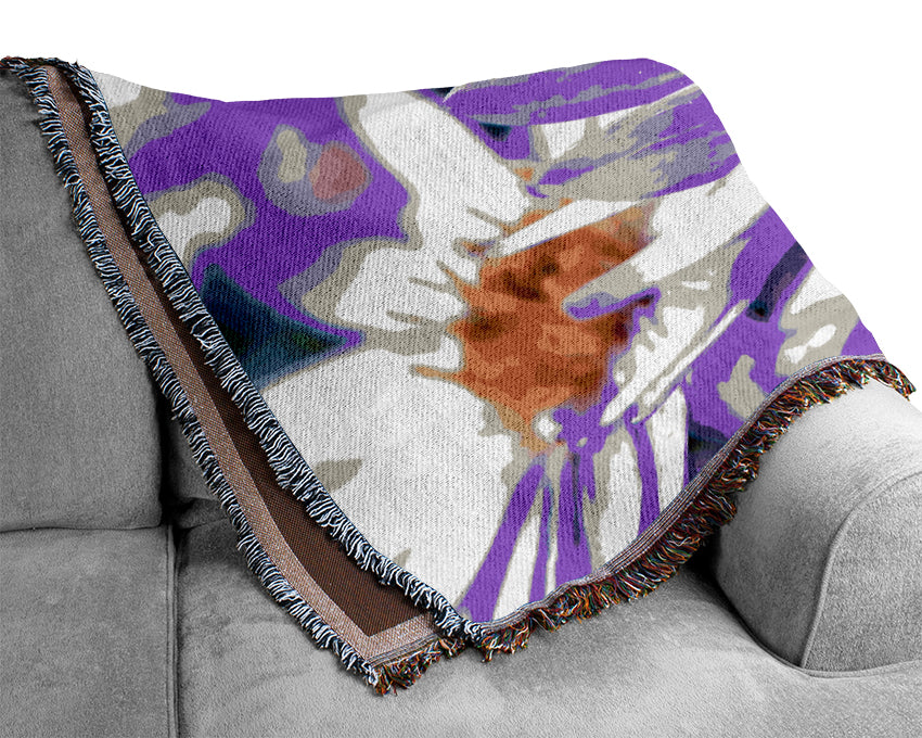 Pretty Violet Flowers Woven Blanket