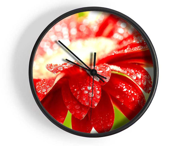 Amazing Red Flower Clock - Wallart-Direct UK