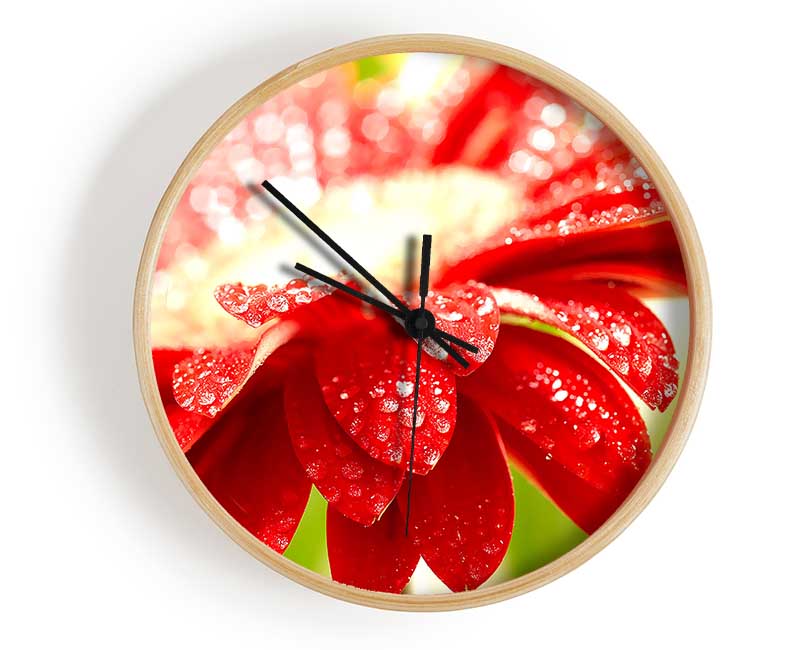 Amazing Red Flower Clock - Wallart-Direct UK