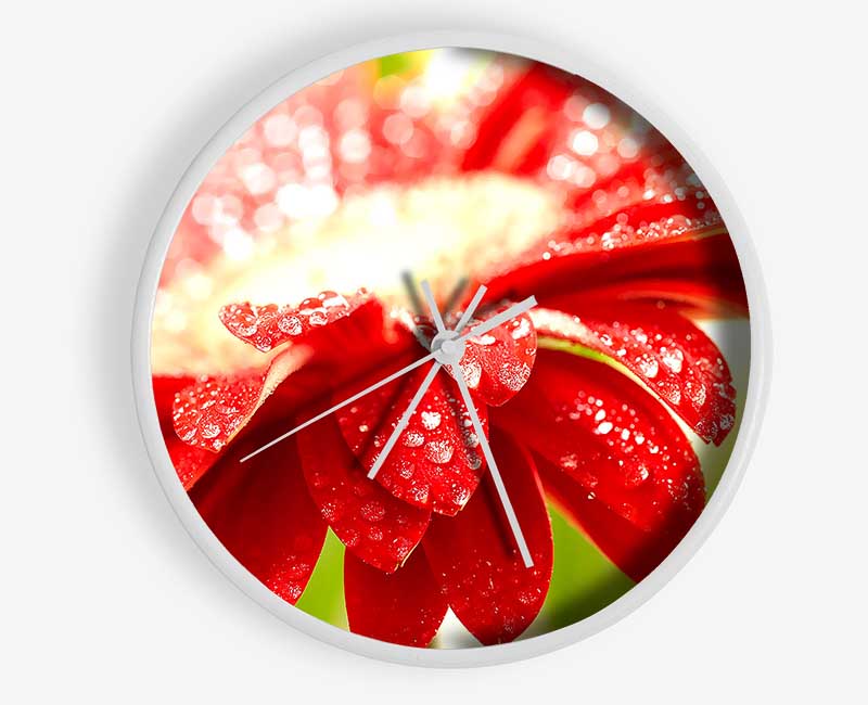 Amazing Red Flower Clock - Wallart-Direct UK