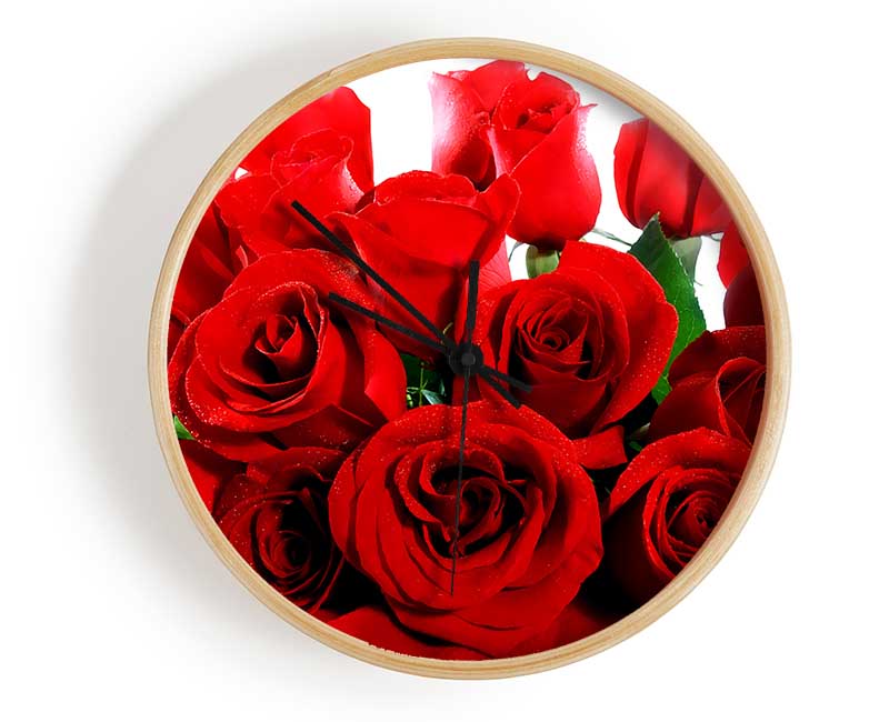 Lovely Red Roses Clock - Wallart-Direct UK