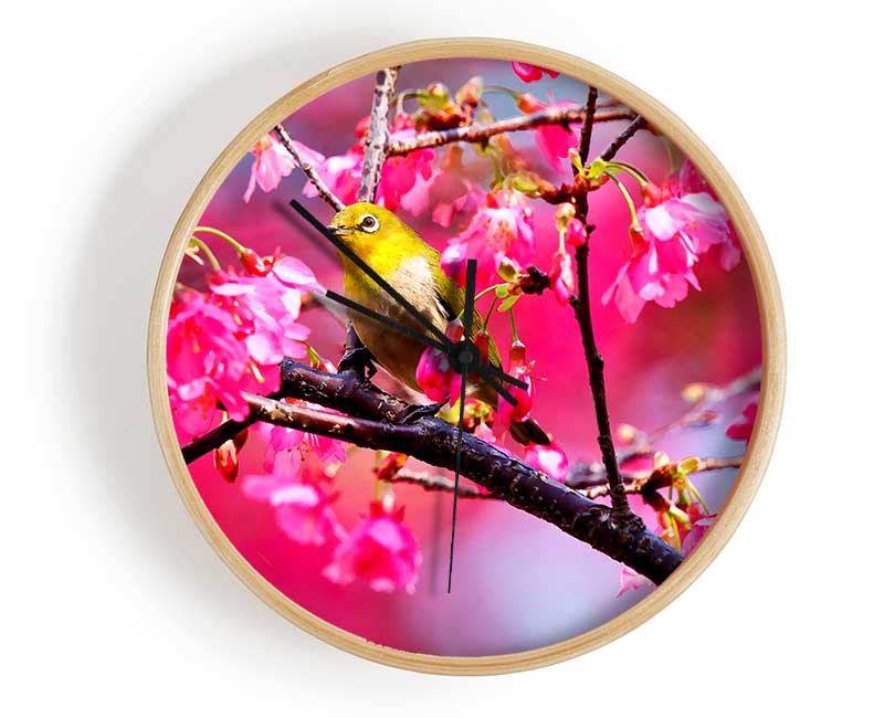 Mountain Cherry Bird Clock - Wallart-Direct UK