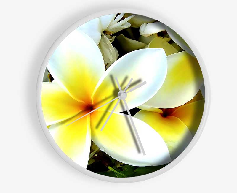 White Yellow Flowers Clock - Wallart-Direct UK