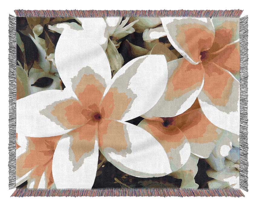 White Yellow Flowers Woven Blanket