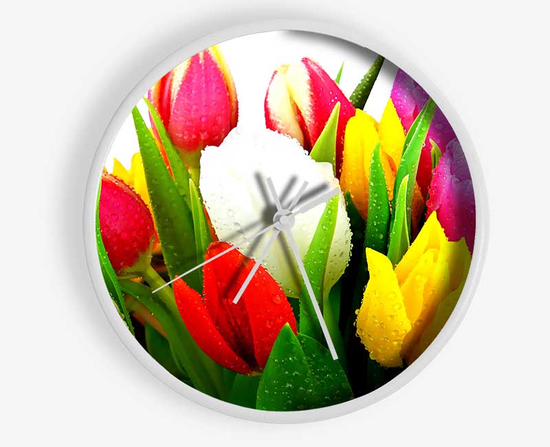 Fresh Tulips Clock - Wallart-Direct UK