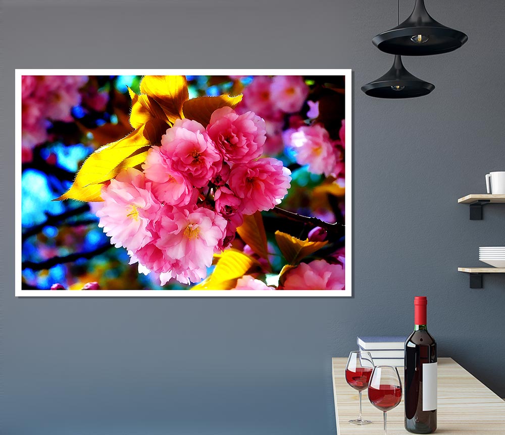 Beautiful Cherry Blossom Bunch Print Poster Wall Art