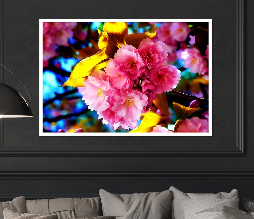 Beautiful Cherry Blossom Bunch Print Poster Wall Art