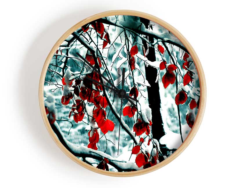 Snow Leaves Clock - Wallart-Direct UK