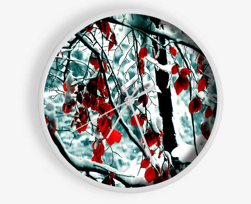 Snow Leaves Clock - Wallart-Direct UK