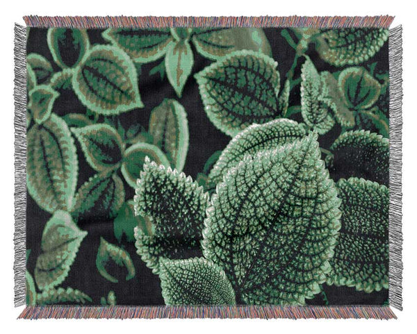 Beautiful Green Leaves Woven Blanket