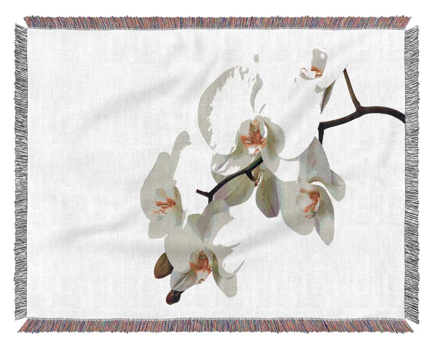 White Orchid Beauty Woven Blanket