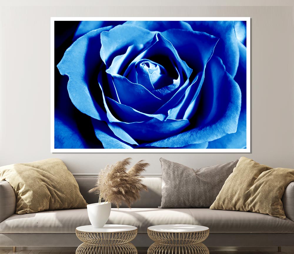 Blue Rose Petals Print Poster Wall Art