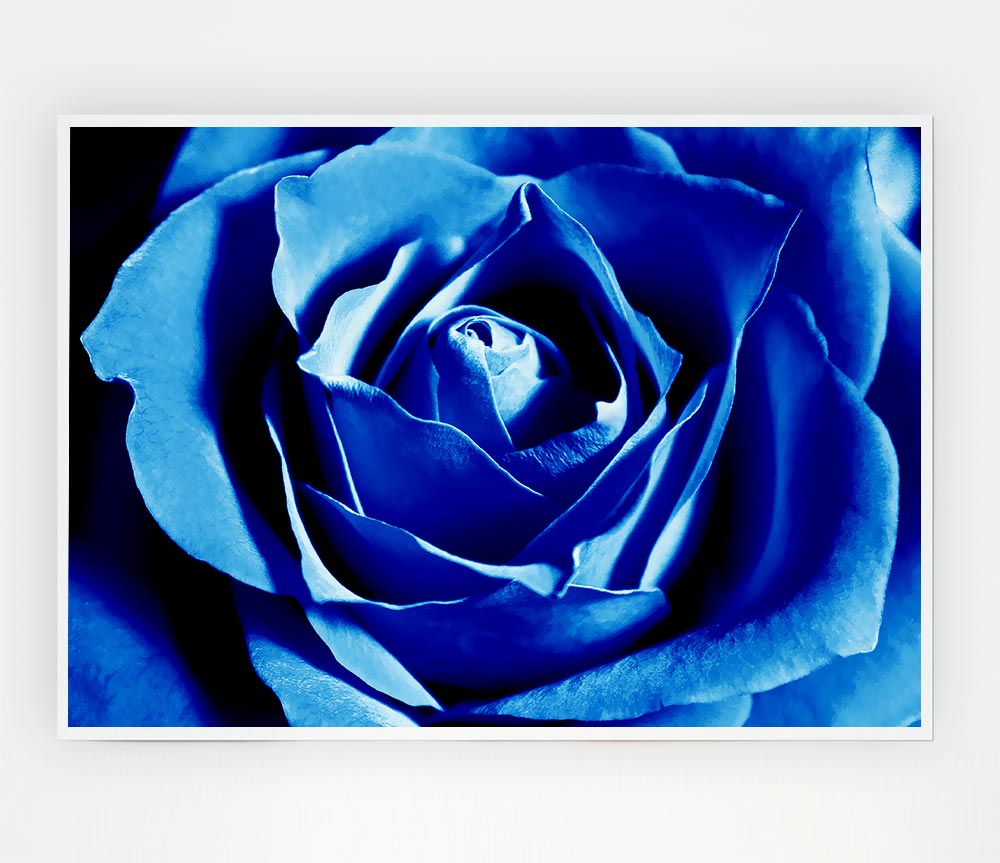 Blue Rose Petals Print Poster Wall Art