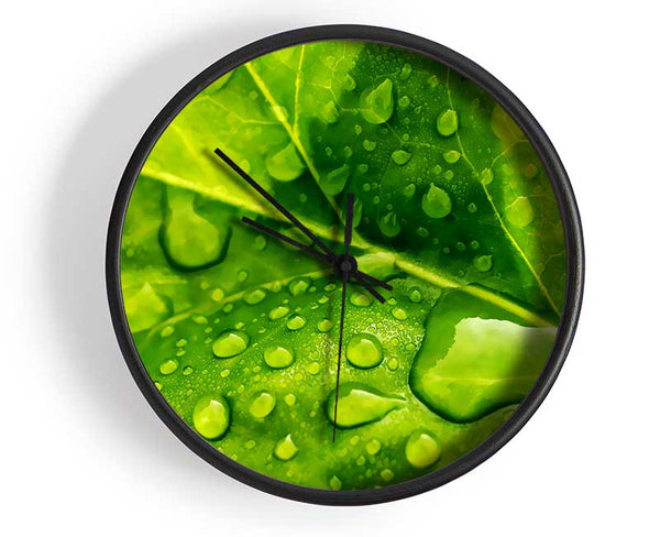 Dewdrop Leaves Clock - Wallart-Direct UK