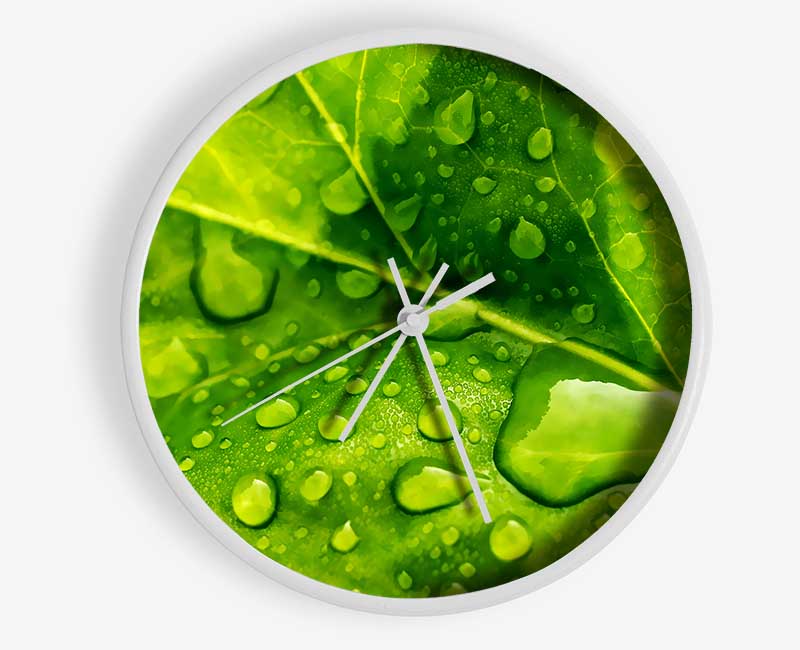 Dewdrop Leaves Clock - Wallart-Direct UK