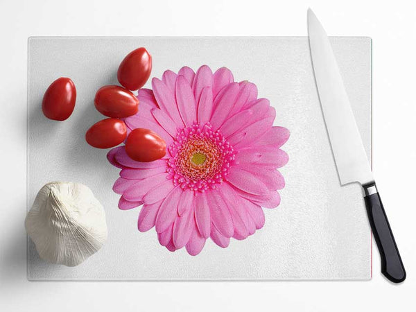 Baby Pink Gerbera Petals Glass Chopping Board