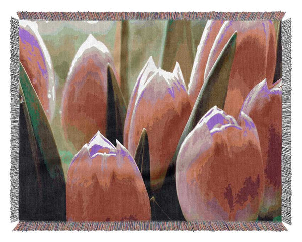 Pink Tulip Garden Surprise Woven Blanket