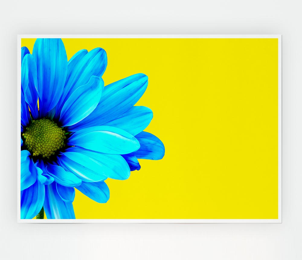 Blue Daisy On Yellow Print Poster Wall Art