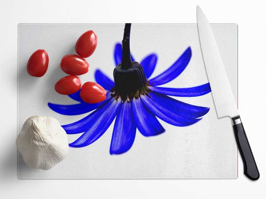 Blue Petals Glass Chopping Board