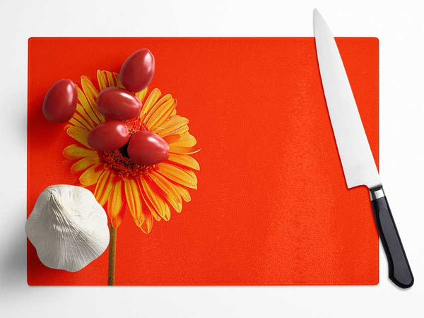 Orange On Orange Gerbera Glass Chopping Board