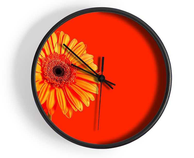 Orange On Orange Gerbera Clock - Wallart-Direct UK