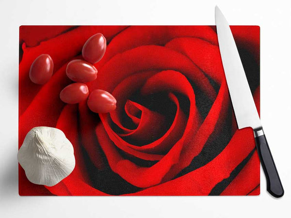 Red Rose Beauty Glass Chopping Board