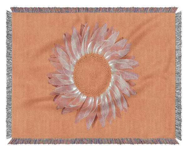 Pink Daisy On Yellow Twist Woven Blanket