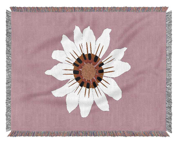 White Daisy Pinks Woven Blanket