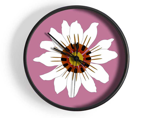 White Daisy Pinks Clock - Wallart-Direct UK