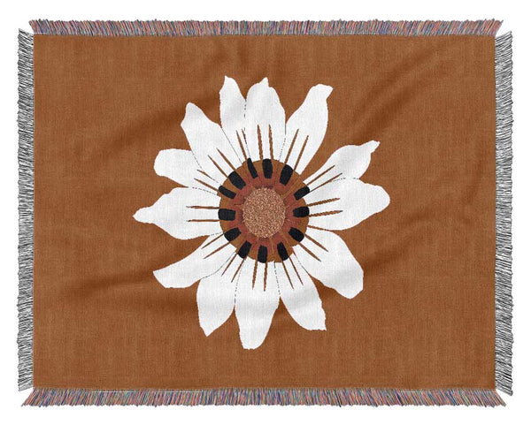 White Daisy Oranges Woven Blanket