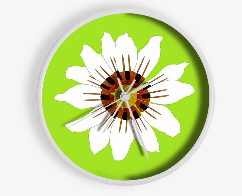 White Daisy Greens Clock - Wallart-Direct UK