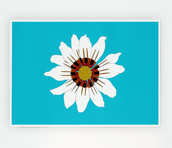 White Daisy Blues Print Poster Wall Art