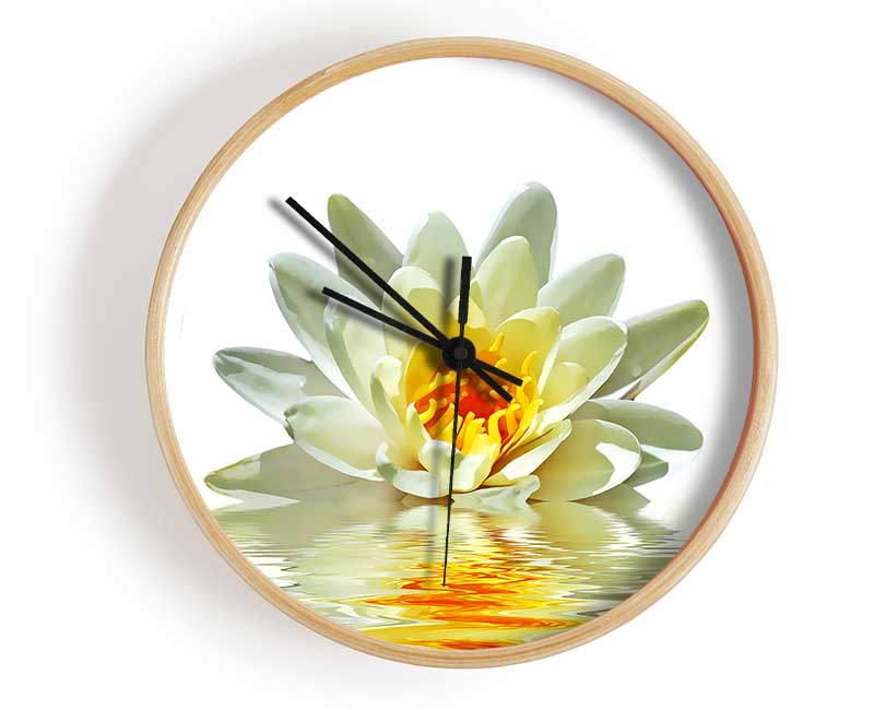 White Water Lily Reflection Petals Clock - Wallart-Direct UK