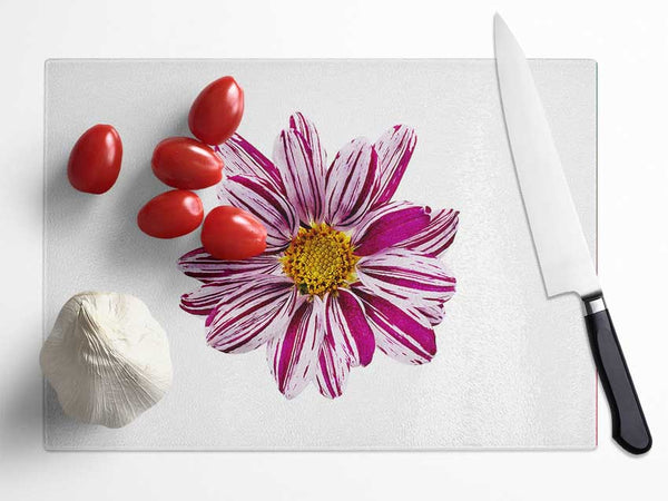 White Stripes Glass Chopping Board