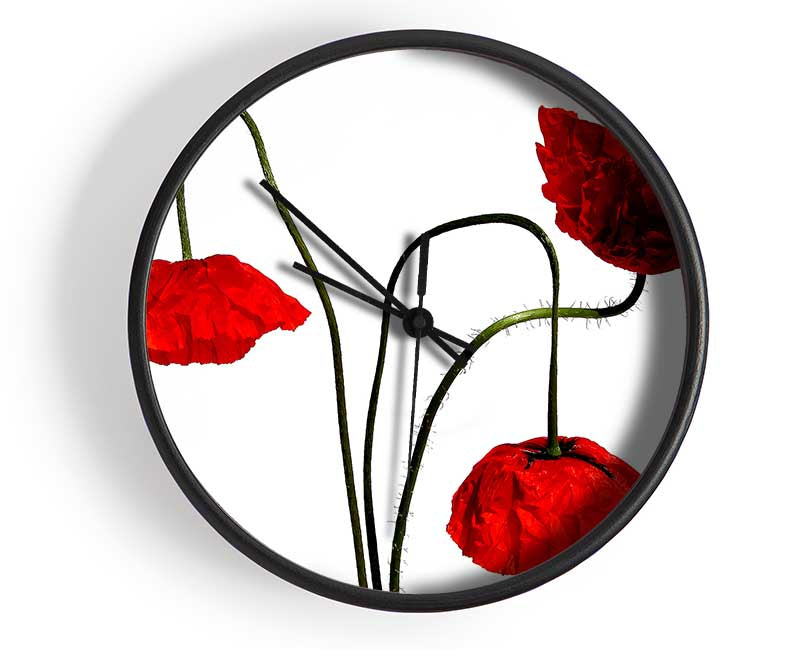 Stunning Trio Of Poppys Clock - Wallart-Direct UK