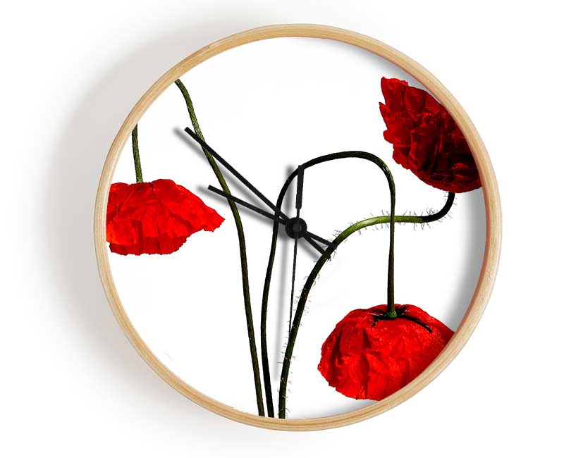 Stunning Trio Of Poppys Clock - Wallart-Direct UK